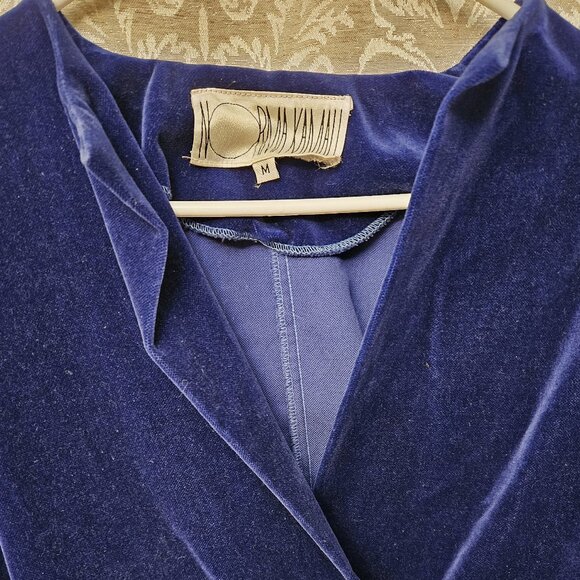 Norma Kamali avant-garde vintage couture 1980s sapphire velvet peplum jacket - Picture 4 of 10